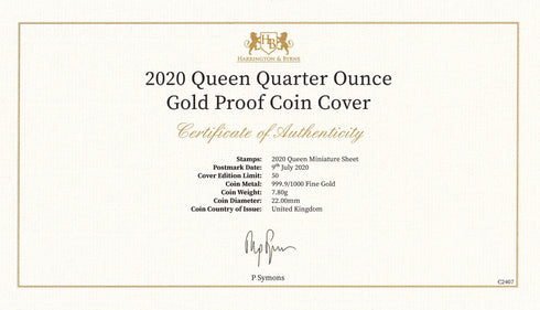 イギリス 2020年 Queen ロックの殿堂 25ポンド(1/4oz)金貨 裸(記念切手付き)
